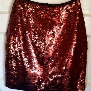 NWOT Vintage 1980s Eleanor P Brenner Bronze Sequin Mini Pencil Skirt Size P